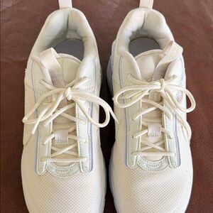 Woman’s Neutral Cream Athletic Sneakers - Comfortable Everyday Shoes
